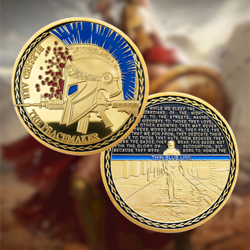 Blessd Are the Peacemaker Police Challenge Coin Thin Blue Line Spartan Spirit mysite