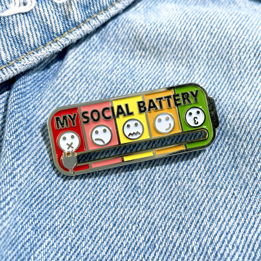 5 States Emoji Social Battery Slipping Lapel Pin mysite