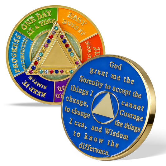 Personalized Colorful Rotating Fidget Spinner Sobriety Coin mysite