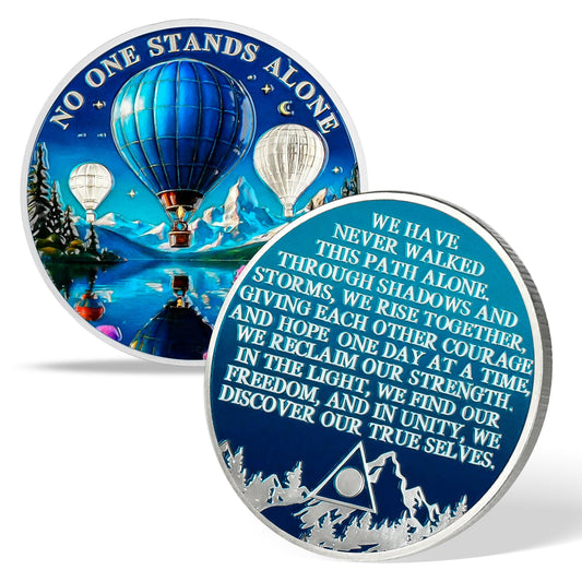 Hot-air Balloon No One Stands Alone Sobriety Coin mysite