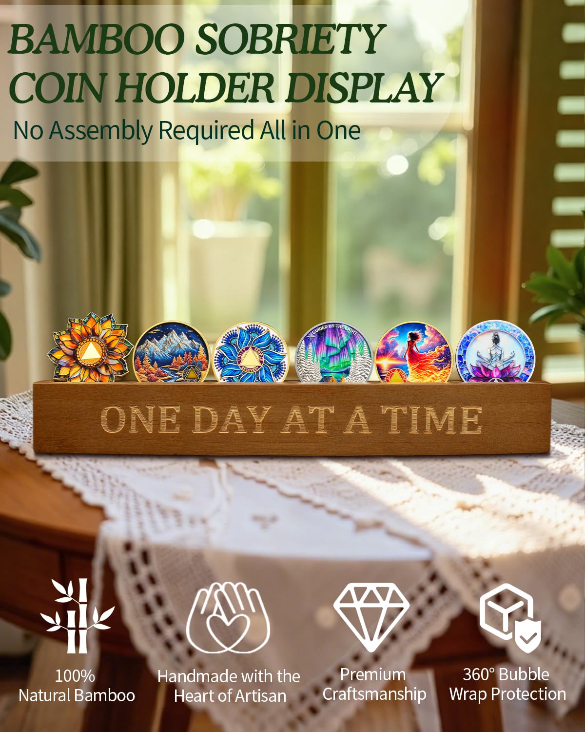 Bamboo Sobriety Coin Holder Display mysite