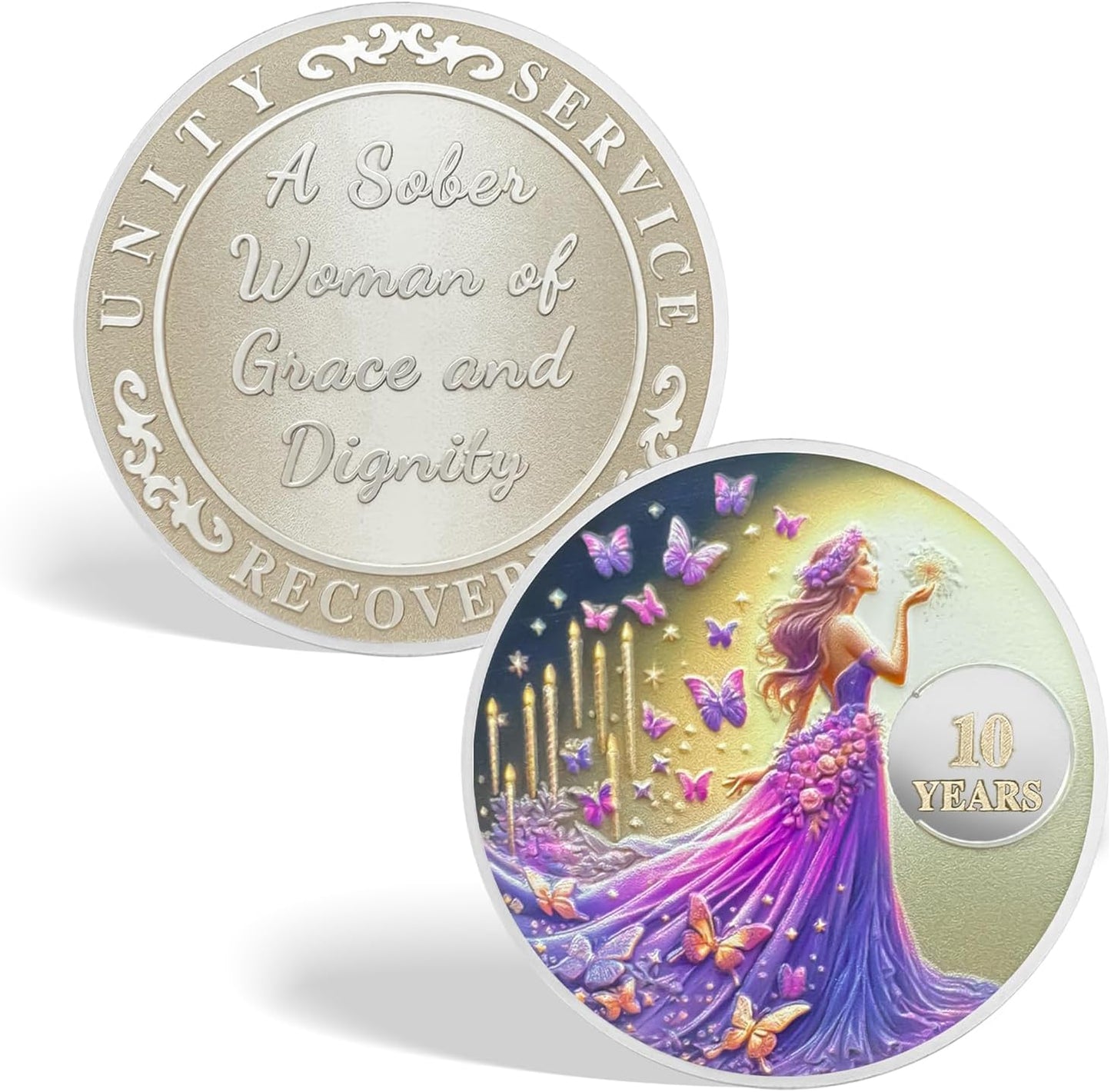 Purple Butterfly Fairy Sobriety Coin mysite