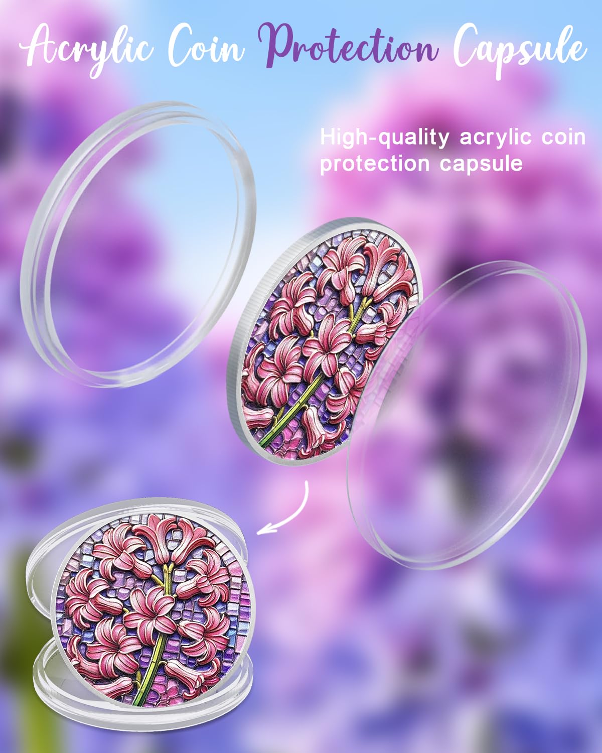 Hyacinth Sobriety Coin Non-Religious AA Chips Sober Coin Sobriety Gifts mysite