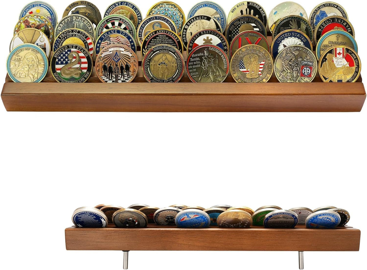 4 Row Coins Display Holder Solid Wood Coin Stand Holds 30 Coins mysite