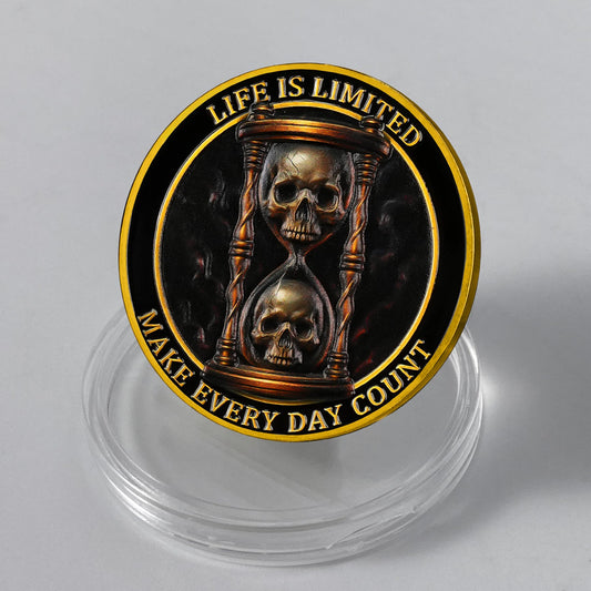 Memento Mori Challenge Coin Skull Cave & Hourglass Token with Life is Limited Make Every Day Count Pocket Coin mysite