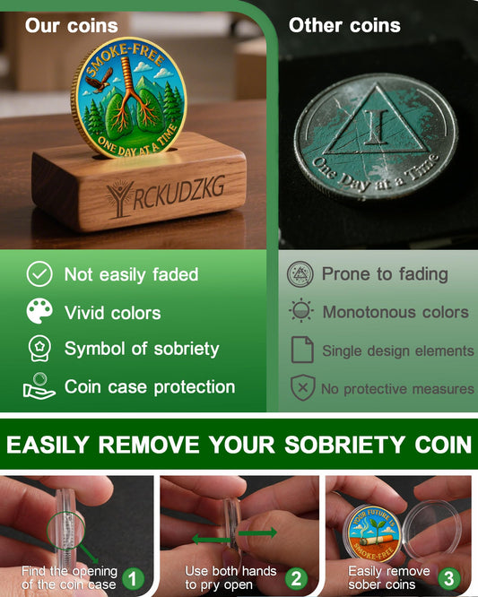 Quit Smoking Recovery Coin, Your Future is Smoke-Free Sobriety Coin - Addiction Recovery Medals for Anxiety Relief, Anti-Smoking Inspirational Gifts for Men & Women YRCKUDZKG
