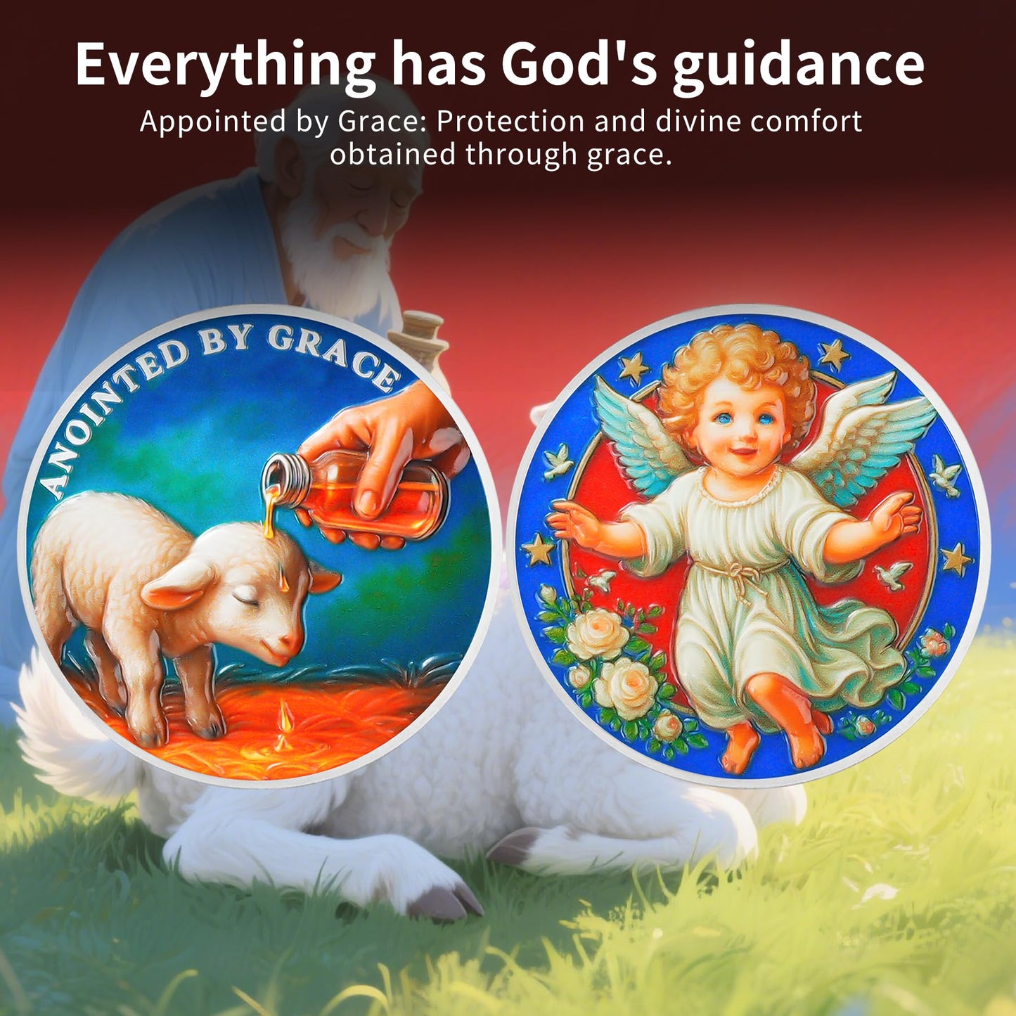 Christian Challenge Coin with Sheep Being Smeared Oil Balm mysite