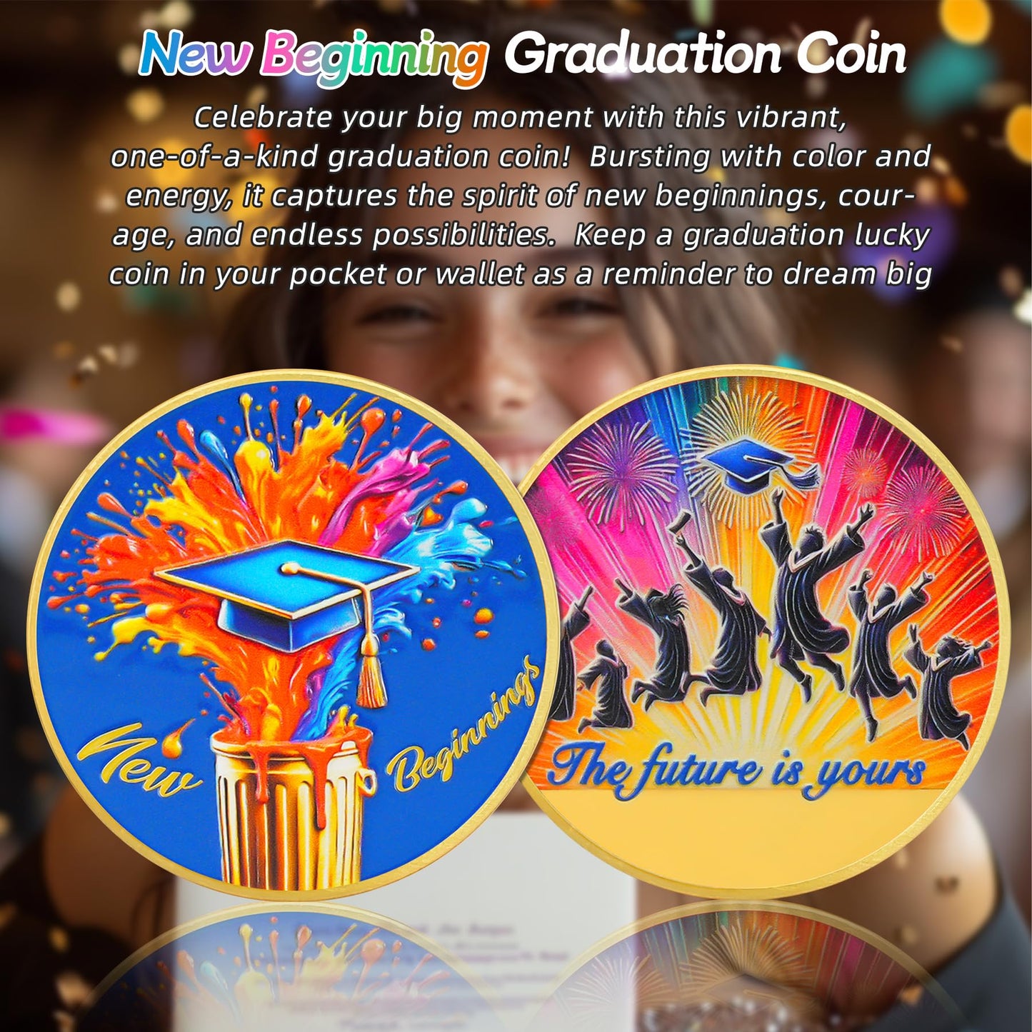New Beginnings Motivational Graduation Celebration Coin mysite