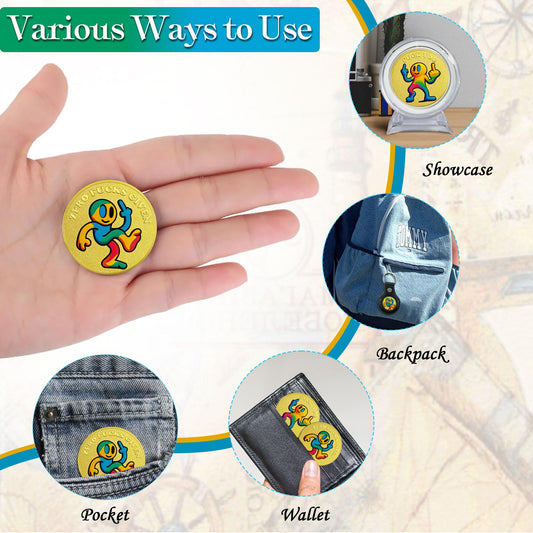 Middle Finger Challenge Coin Colorful Cartoon Smile Character Coin mysite