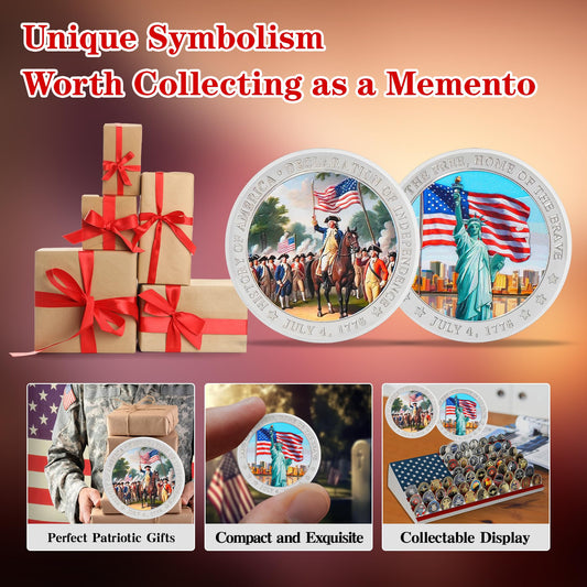 250th Anniversary of America Independence Day Commemorative Coin - 4th of July 1776 Statue of Liberty Military Challenge Coin - Patriotic Gifts for Men Women Veterans Student mysite