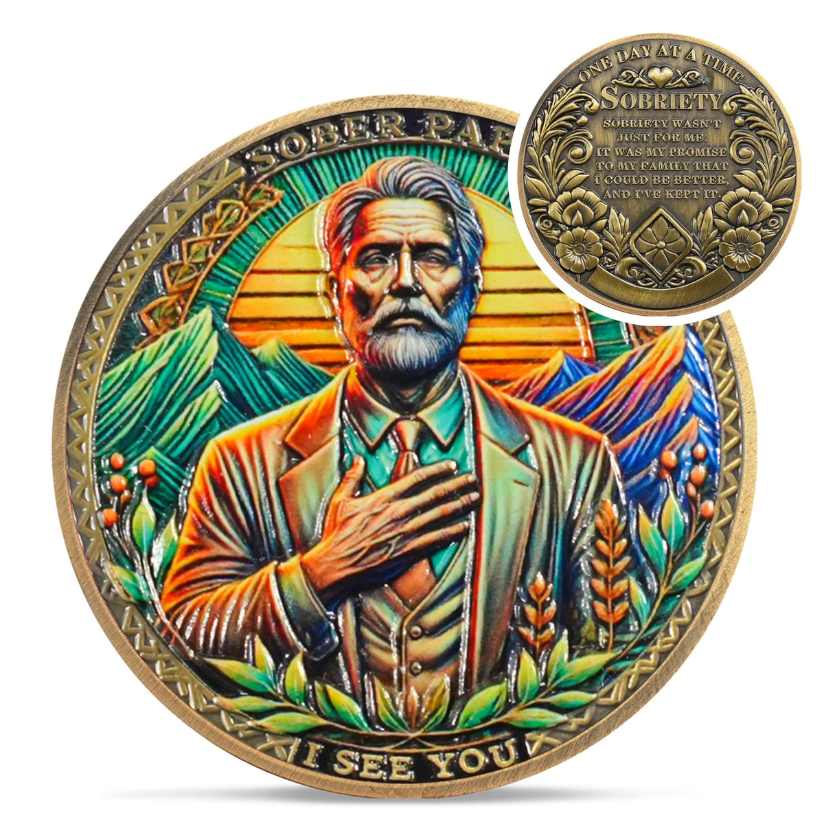 Sober Mom sobriety coin recovery gift for mother