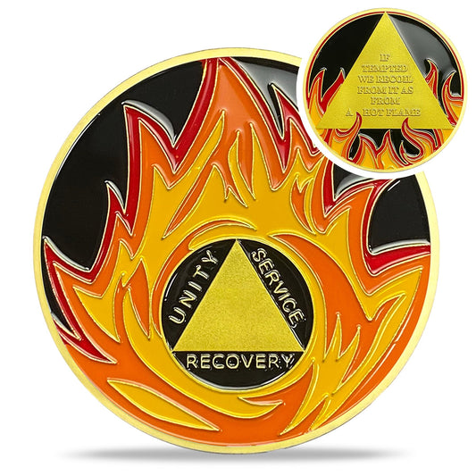 Flames Sobriety Coin Coin With Meaning