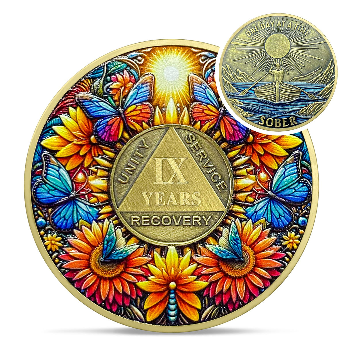 Sunflower Butterfly Sobriety Coin Coin With Meaning