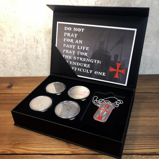 5 Pcs Knight Templar Crusader Life Creed Token Challenge Coin Gift Set mysite