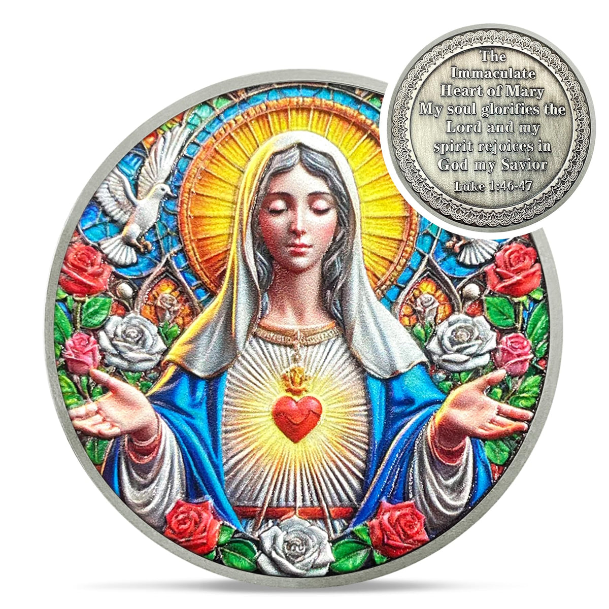 Immaculate Heart of Mary challenge coin Catholic religious gift