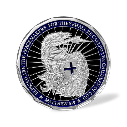 Police Challenge Coin A Thin Blue Line Guardian Angel Blessed Prayer Emblem Gift/gift for Him for father decowoodo