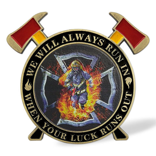 Firefighter A Thin Red Line Hero Challenge Coin FD Cross Axe Gift Collectible/gift for Him for father decowoodo