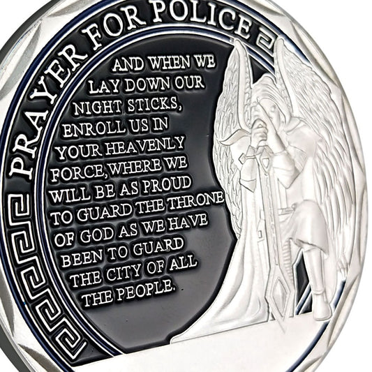 Sheriff Challenge Coin Six Pointed Star Silver Police Badge St Michael Coin/gift for Him for father decowoodo