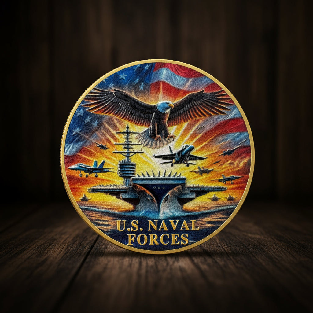 Independently sold Navy-themed commemorative coin; illustrative product photo, not an official Navy 251st birthday collectible.