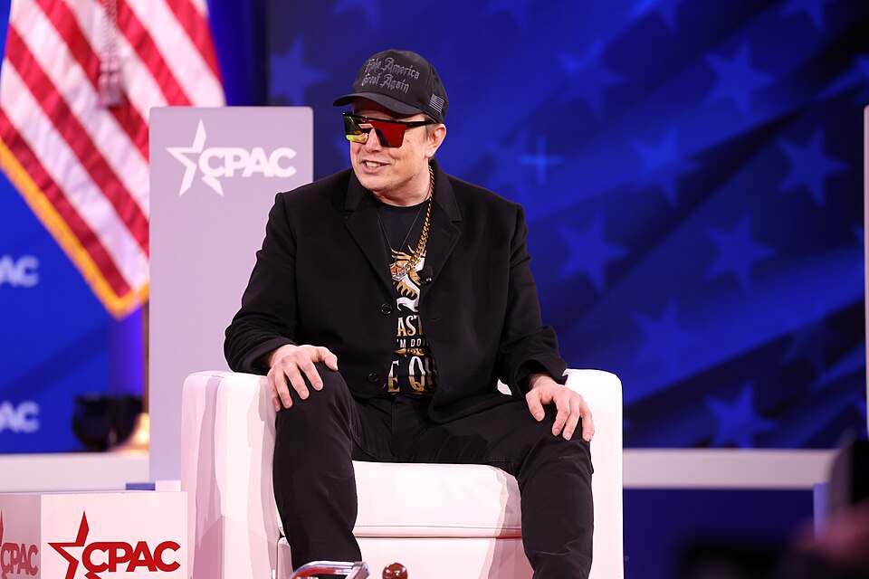 Elon Musk speaking at CPAC in 2025; photo by Gage Skidmore via Wikimedia Commons