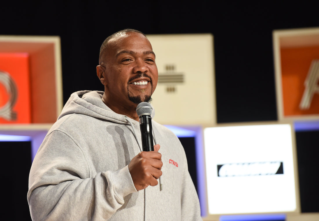Timbaland speaking at Collision 2019 in Toronto; archival photo by Cody Glenn/Collision via Sportsfile, CC BY 2.0