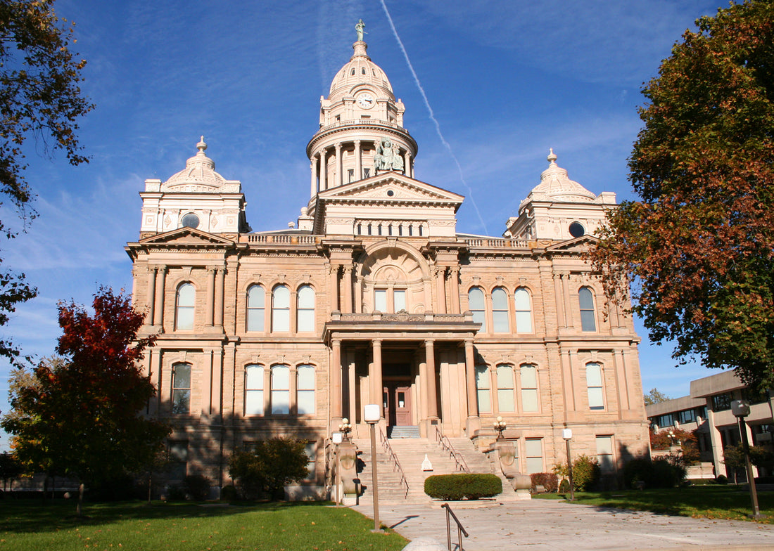 Archival 2005 photograph of the Miami County Courthouse in Troy, Ohio, where Caleb Flynn was sentenced in October 2026; no people from the case are shown.
