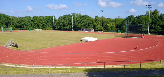 Wide athletics track scene used as contextual illustration for the Amy Hunt European Championships recovery reflection.