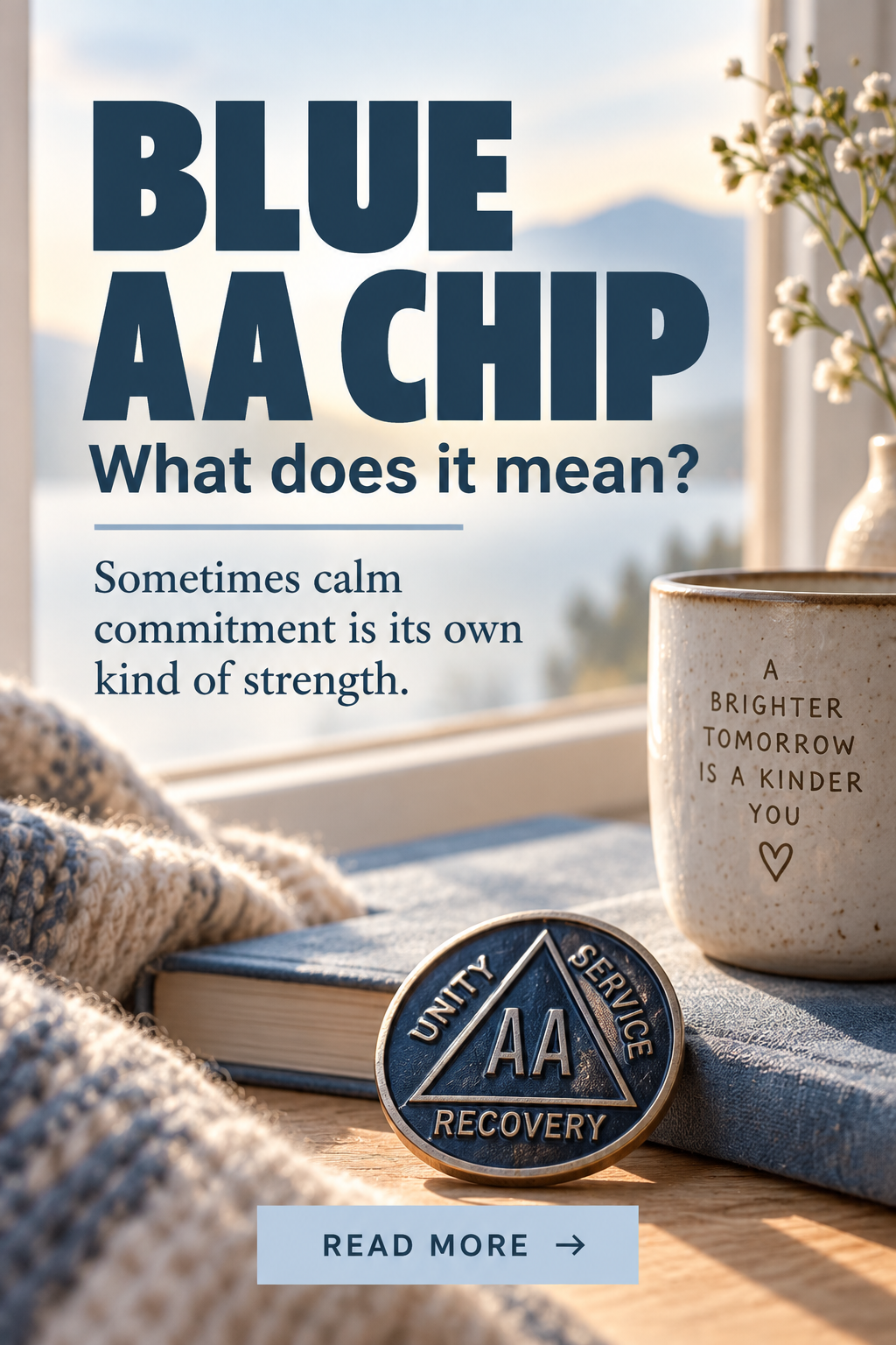 Blue sobriety chip meaning editorial graphic