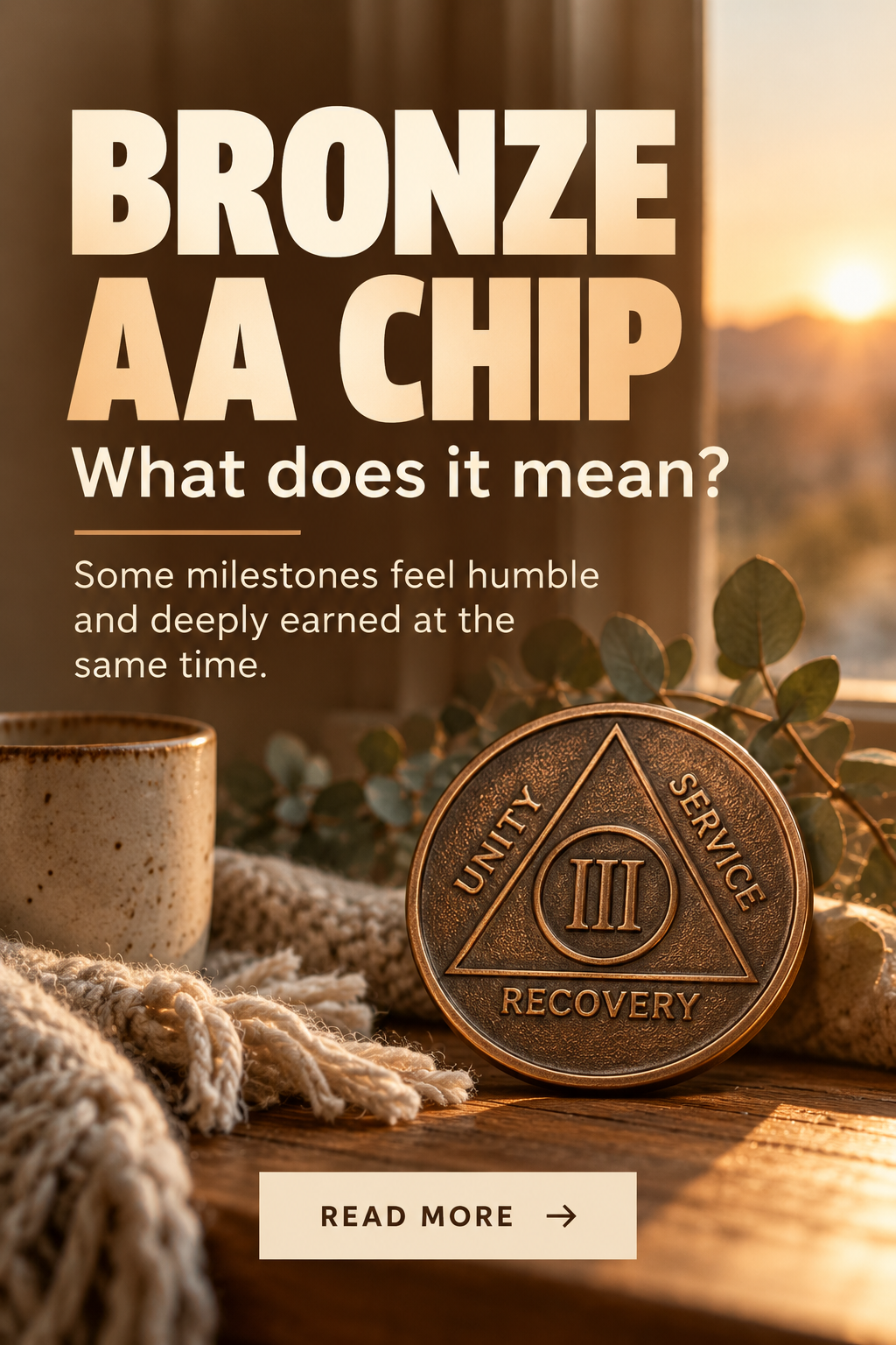 Bronze sobriety chip meaning editorial graphic