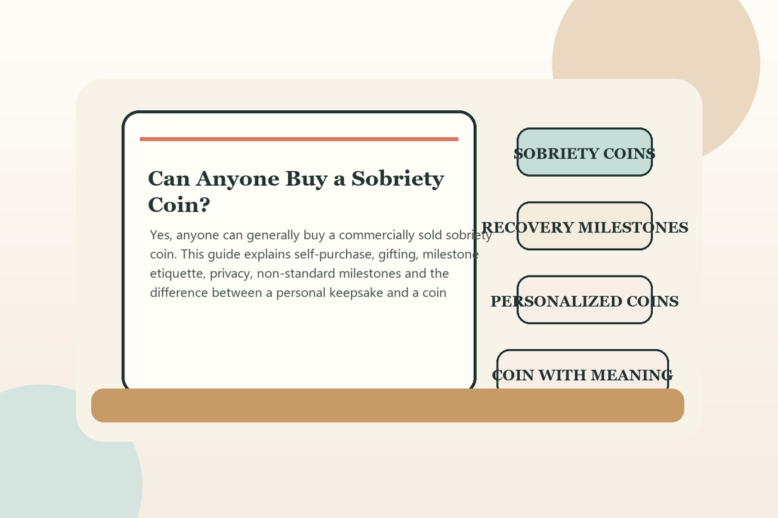 Sobriety coins for self-purchase or gifting, including a milestone number and discreet symbol design.