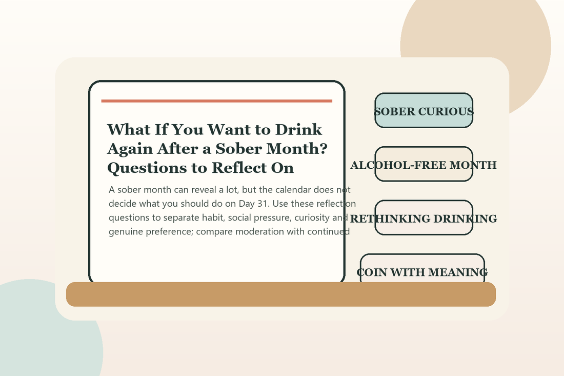 Completed sober month calendar with reflection questions about whether to drink again.