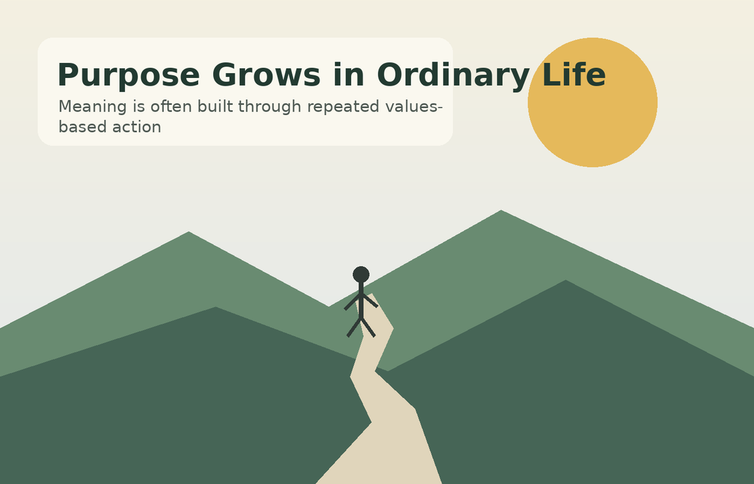 Morning path toward a community and garden representing purpose returning gradually after sobriety