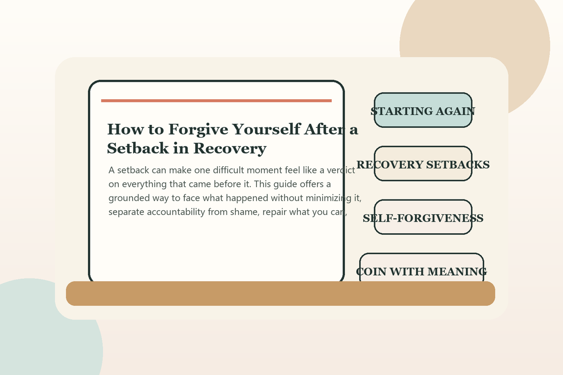 Sunrise over a quiet path symbolizing self-forgiveness and starting again after a recovery setback.