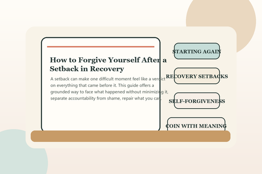 Sunrise over a quiet path symbolizing self-forgiveness and starting again after a recovery setback.