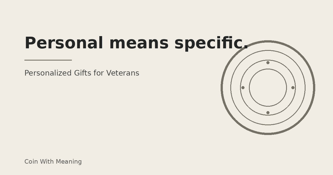 Veteran gift personalization guide hero graphic with the line Personal means specific.