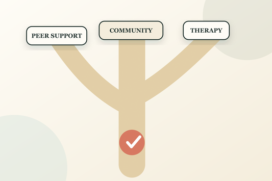 Several hopeful recovery paths branching toward peer support, therapy and community