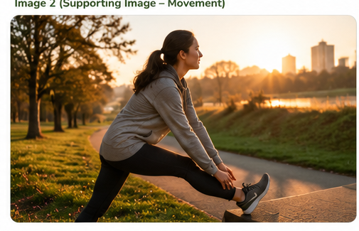 A wide morning scene showing gentle movement in natural light as part of a sober routine.