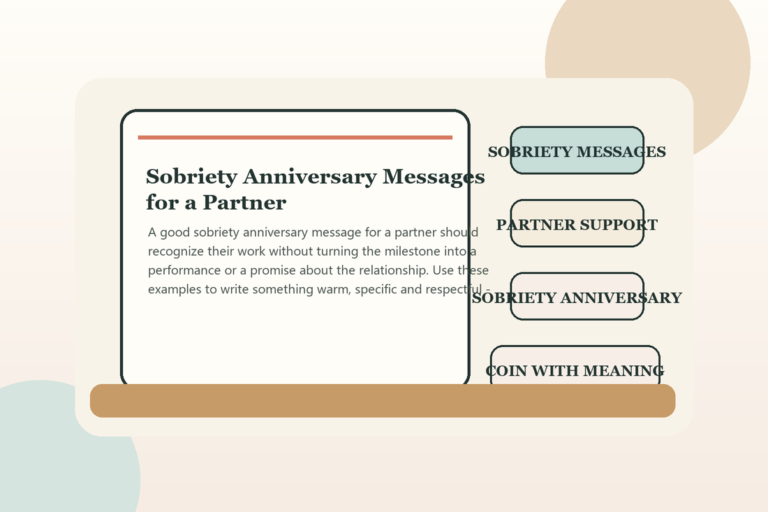 A handwritten sobriety anniversary card for a partner beside a meaningful recovery keepsake.