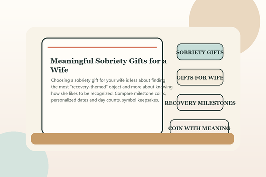 Meaningful sobriety gift for a wife with a milestone keepsake and handwritten spouse note.