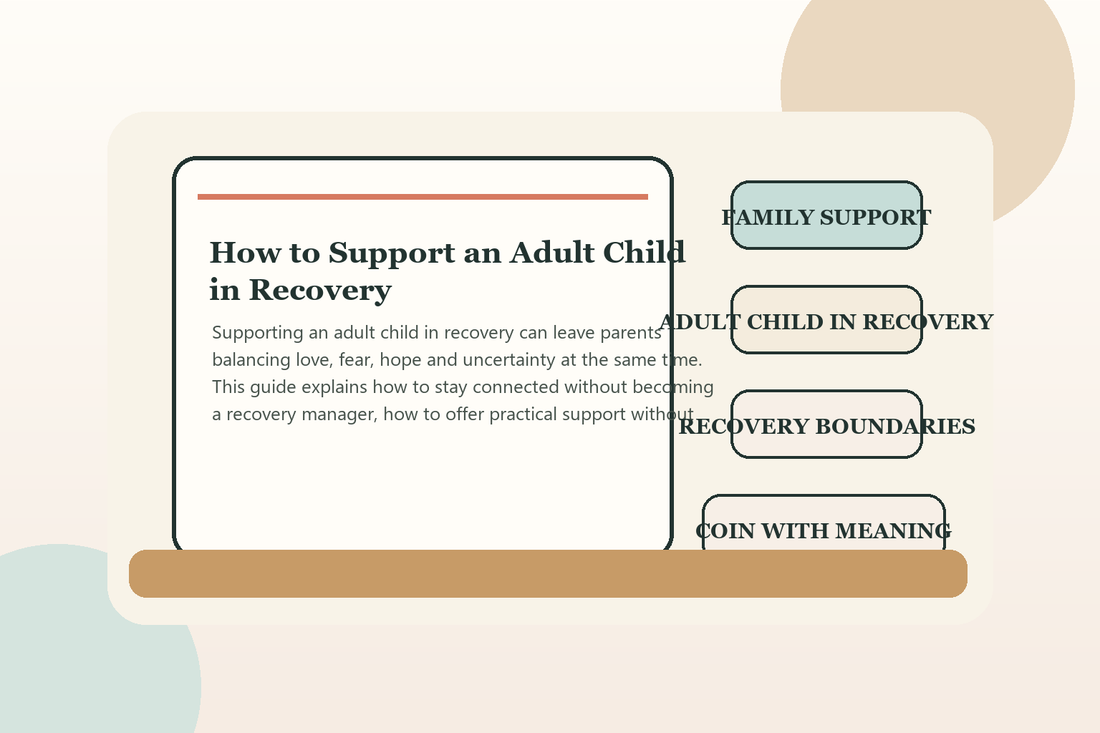 Parent and adult child walking side by side, representing supportive boundaries during recovery.