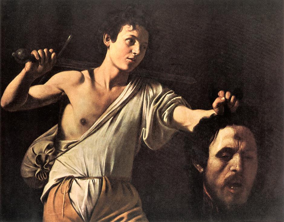 Caravaggio painting of David with the head of Goliath from the biblical story