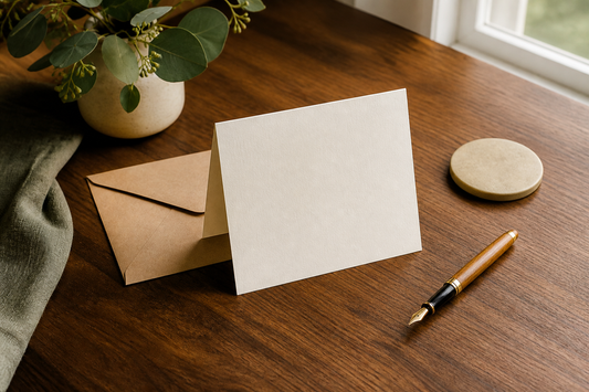 A private handwritten sobriety anniversary card beside a subtle milestone keepsake