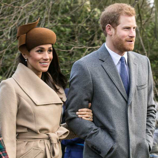 Prince Harry and Meghan Markle at Sandringham on Christmas Day 2017. Archival photo by Mark Jones, CC BY 2.0 via Wikimedia Commons.