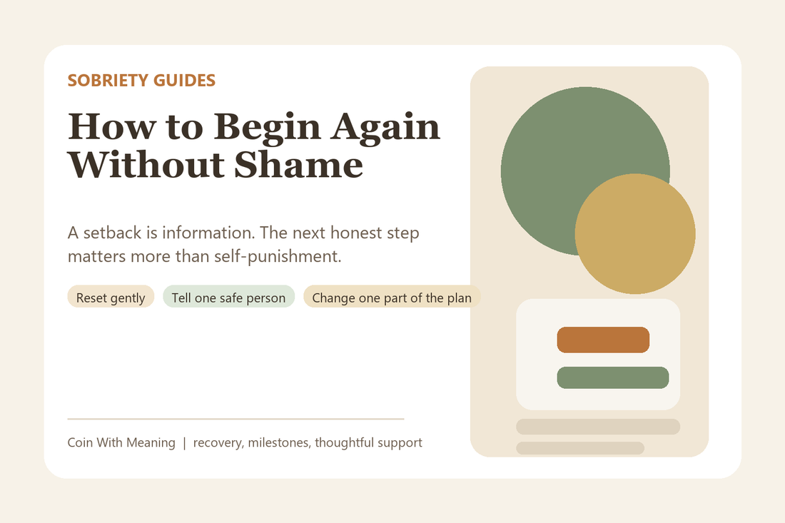 Editorial recovery image about beginning again without shame, with gentle reset and support planning.