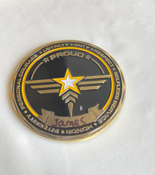 Personalized Army challenge coin as a compact PCS going-away gift for a soldier