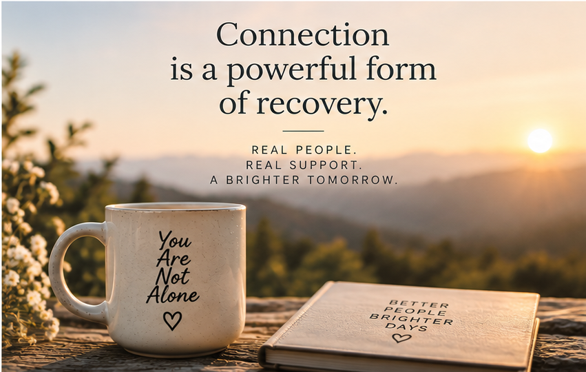 Sobriety quote image about connection and not being alone in recovery