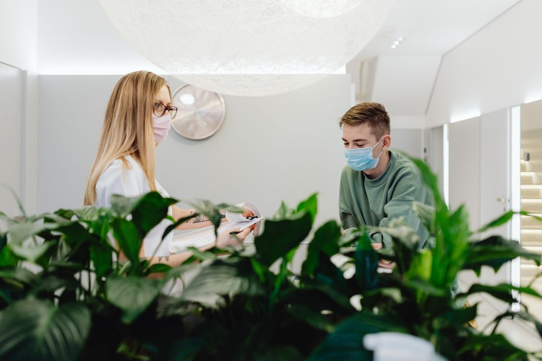 Illustrative healthcare reception and waiting-area scene representing access to addiction treatment; this image does not depict Henwood Treatment Centre.