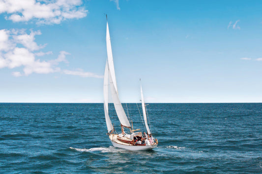 A superyacht on the water, reflecting the Below Deck setting