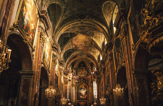 Catholic church interior for a reflection on forgiveness, confession, mercy, and reconciliation
