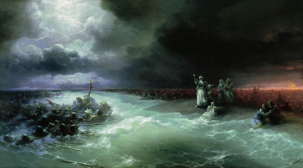 Ivan Aivazovsky painting of the Israelites passing through the Red Sea in the Exodus story